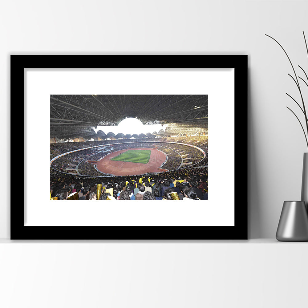 May Stadium North Korea, Stadium Canvas, Sport Art, Gift for him, White Border Framed Art Print Wall Decor