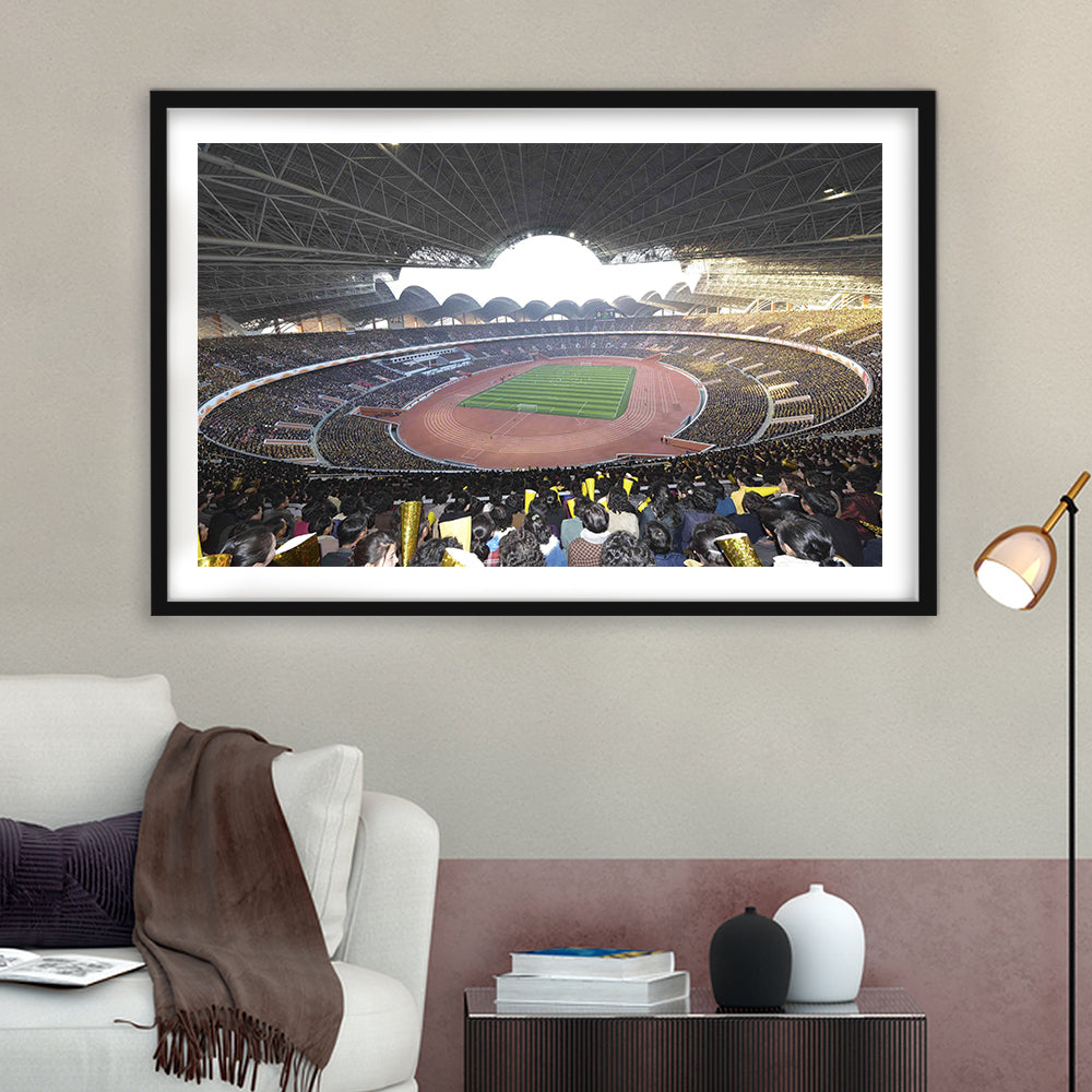 May Stadium North Korea, Stadium Canvas, Sport Art, Gift for him, White Border Framed Art Print Wall Decor