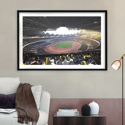 May Stadium North Korea, Stadium Canvas, Sport Art, Gift for him, White Border Framed Art Print Wall Decor