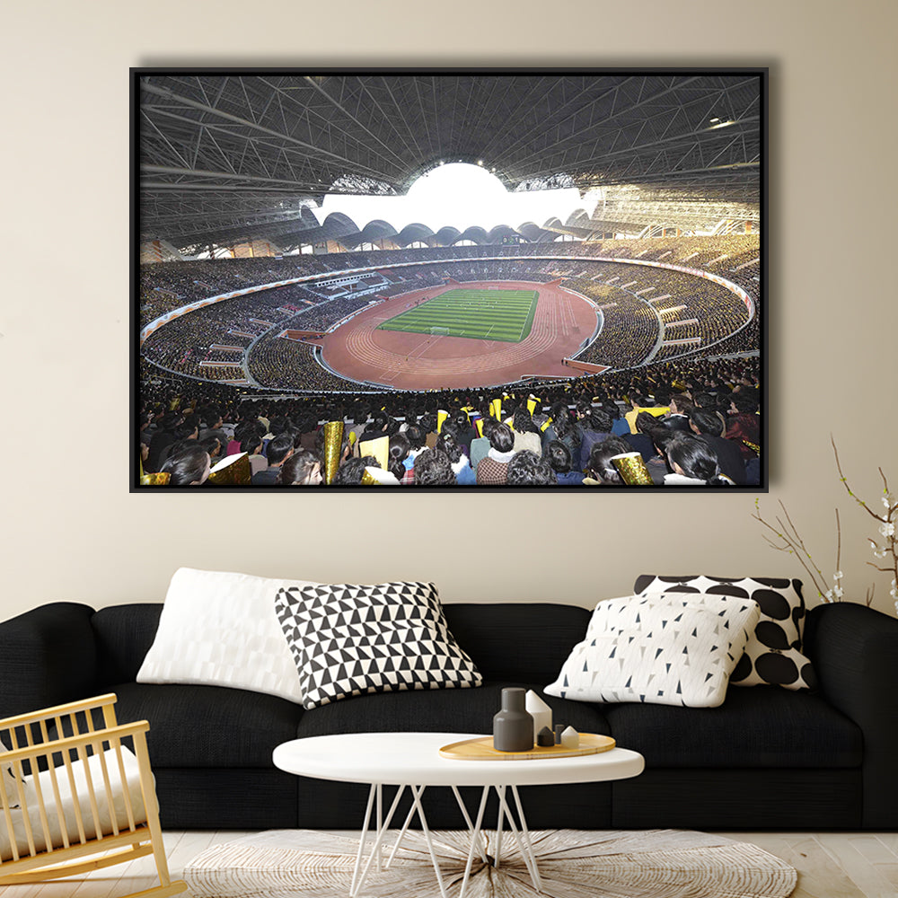 May Stadium North Korea, Stadium Canvas, Sport Art, Framed Canvas Print Wall Art, Floating Frame