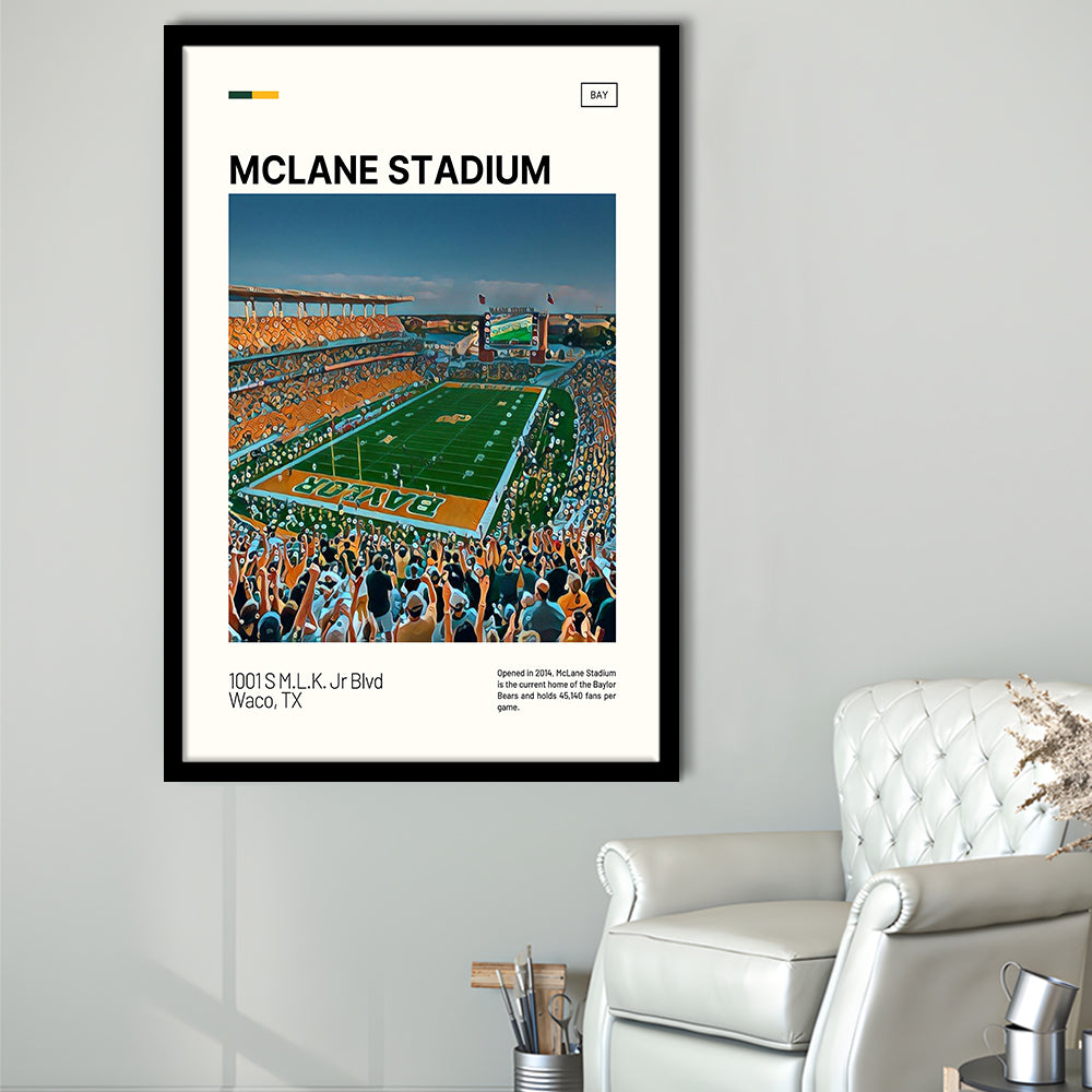McLane Stadium Print, Baylor Bears Stadium Art, Gifts for him, Sport Art, Framed Art Print Wall Decor