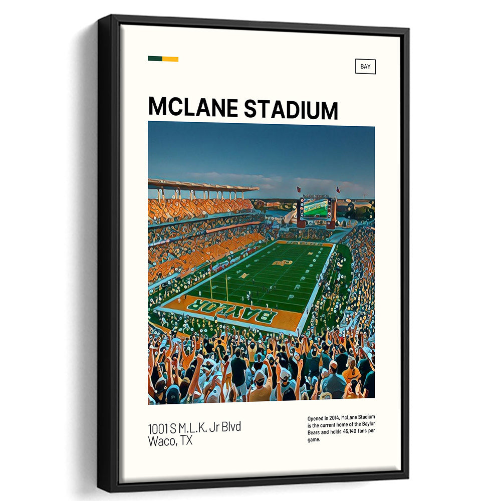 McLane Stadium Print, Baylor Bears Stadium Canvas Art, Man Cave Gift, Floating Framed Canvas Print Wall Art