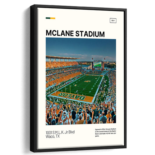 McLane Stadium Print, Baylor Bears Stadium Canvas Art, Man Cave Gift, Floating Framed Canvas Print Wall Art