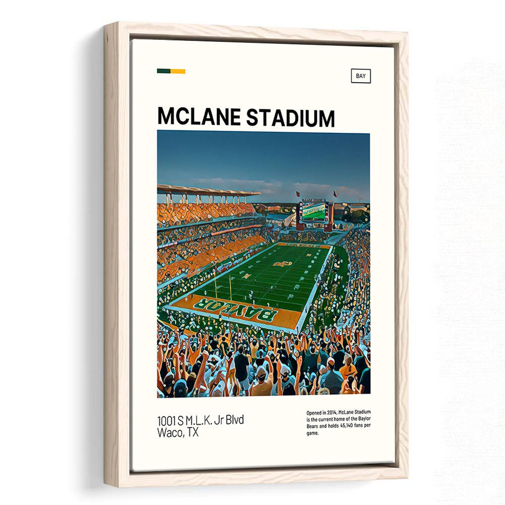 McLane Stadium Print, Baylor Bears Stadium Canvas Art, Man Cave Gift, Floating Framed Canvas Print Wall Art