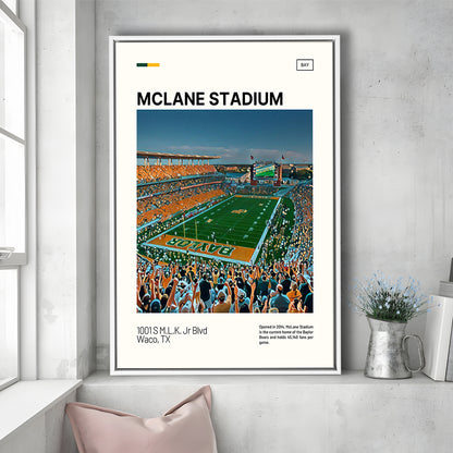McLane Stadium Print, Baylor Bears Stadium Canvas Art, Man Cave Gift, Floating Framed Canvas Print Wall Art