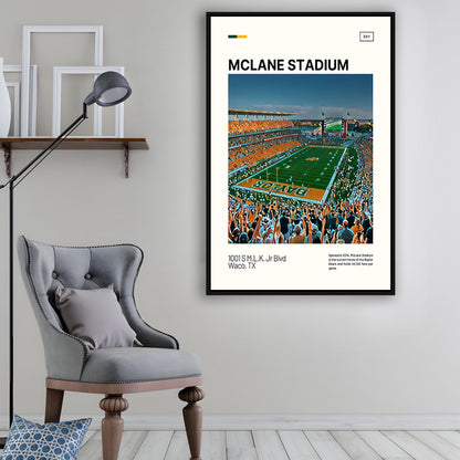 McLane Stadium Print, Baylor Bears Stadium Canvas Art, Man Cave Gift, Floating Framed Canvas Print Wall Art