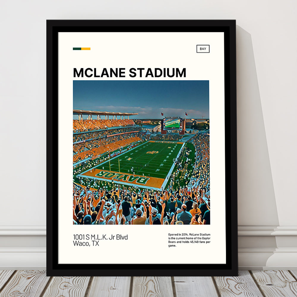 McLane Stadium Print, Baylor Bears Stadium Canvas Art, Man Cave Gift, Floating Framed Canvas Print Wall Art