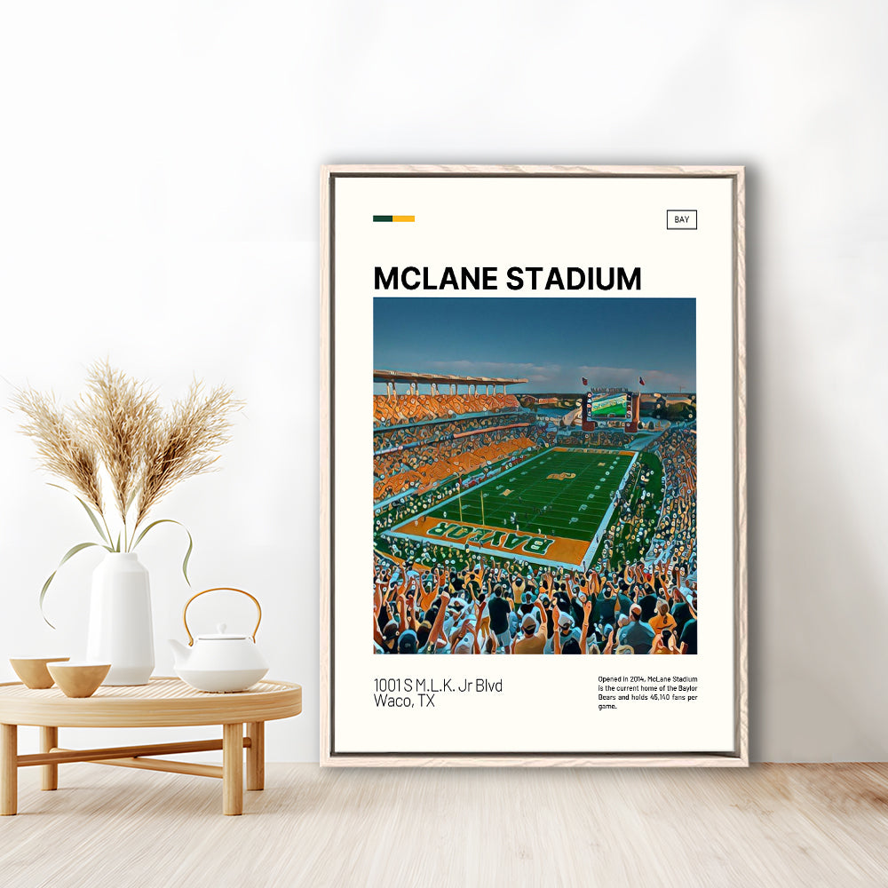 McLane Stadium Print, Baylor Bears Stadium Canvas Art, Man Cave Gift, Floating Framed Canvas Print Wall Art