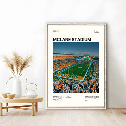 McLane Stadium Print, Baylor Bears Stadium Canvas Art, Man Cave Gift, Floating Framed Canvas Print Wall Art