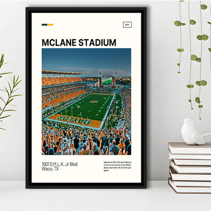 McLane Stadium Print, Baylor Bears Stadium Canvas Art, Man Cave Gift, Floating Framed Canvas Print Wall Art