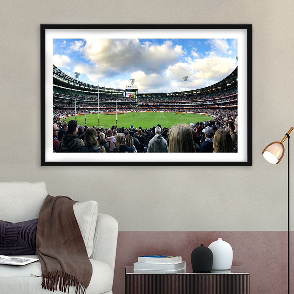 Melbourne Cricket Ground, Stadium Canvas, Sport Art, Fan Gifts, White Border Framed Art Print Wall Decor