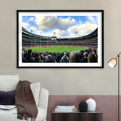 Melbourne Cricket Ground, Stadium Canvas, Sport Art, Fan Gifts, White Border Framed Art Print Wall Decor