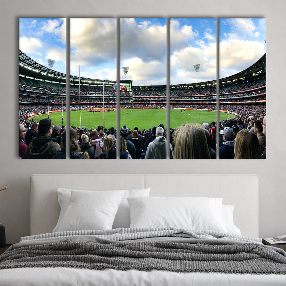 Melbourne Cricket Ground, Stadium Canvas, Sport Art, Fan Gifts, 5 Panel B, Extra Large Canvas, Canvas Print Wall Art
