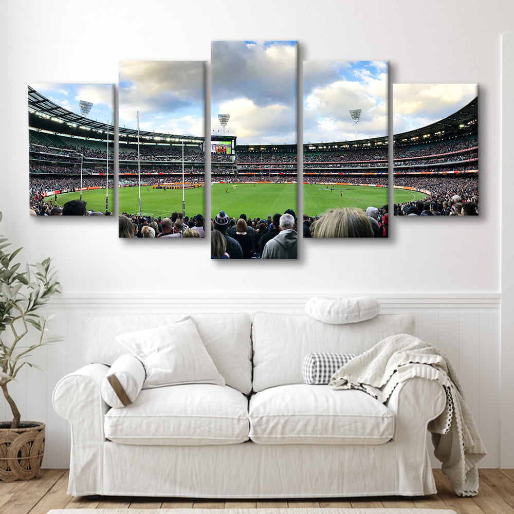 Melbourne Cricket Ground, Stadium Canvas, Sport Art, Fan Gifts, 5 Panel, Large Canvas, Canvas Print Wall Art