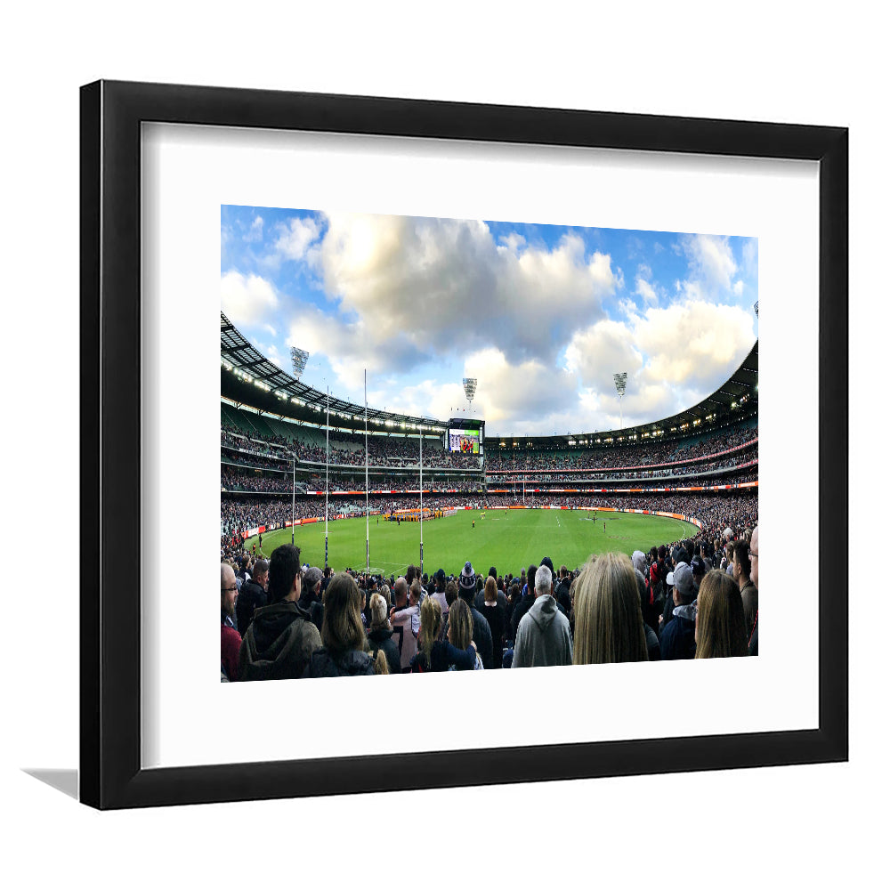 Melbourne Cricket Ground, Stadium Canvas, Sport Art, Fan Gifts, White Border Framed Art Print Wall Decor