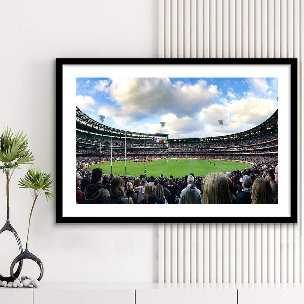 Melbourne Cricket Ground, Stadium Canvas, Sport Art, Fan Gifts, White Border Framed Art Print Wall Decor