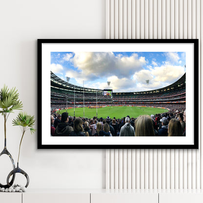 Melbourne Cricket Ground, Stadium Canvas, Sport Art, Fan Gifts, White Border Framed Art Print Wall Decor