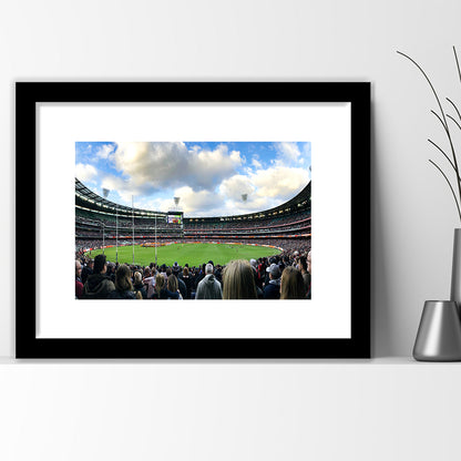 Melbourne Cricket Ground, Stadium Canvas, Sport Art, Fan Gifts, White Border Framed Art Print Wall Decor