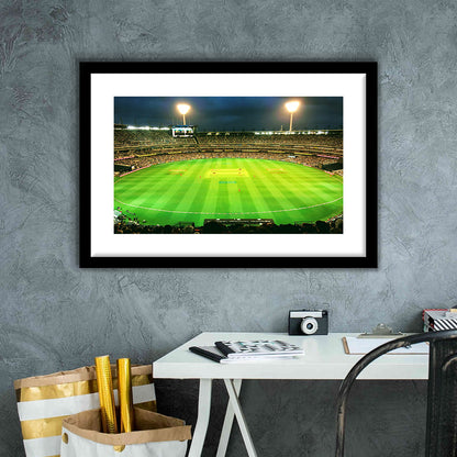 Melbourne Cricket Ground, Stadium Canvas, Sport Art, Gift for him, White Border Framed Art Print Wall Decor
