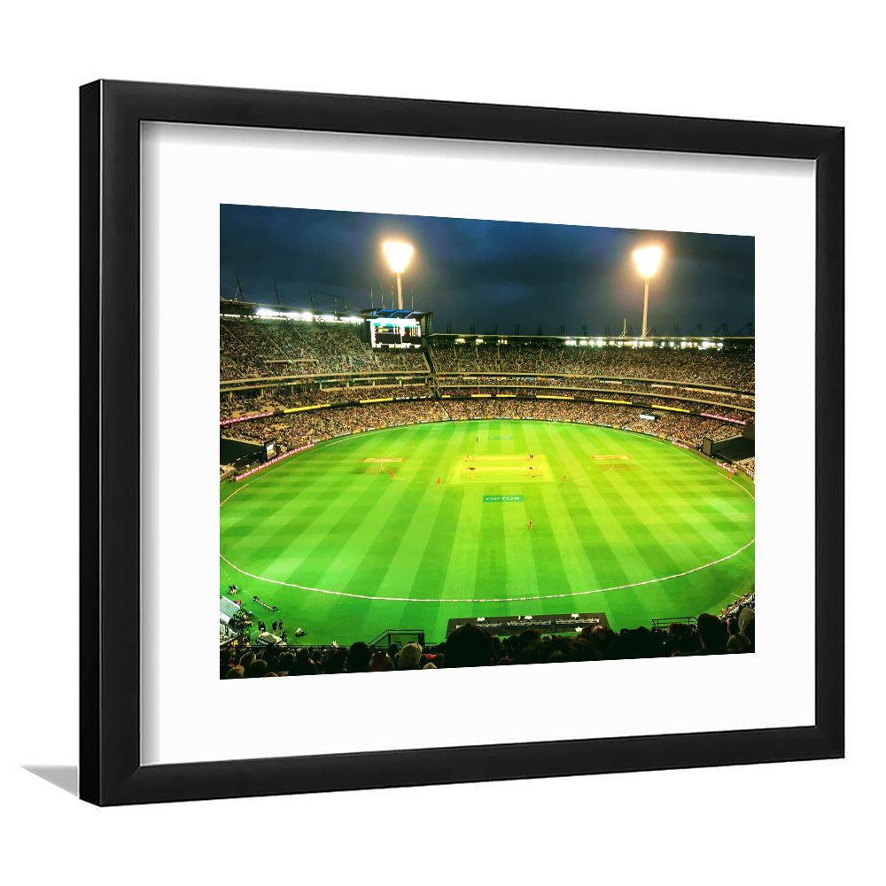 Melbourne Cricket Ground, Stadium Canvas, Sport Art, Gift for him, White Border Framed Art Print Wall Decor