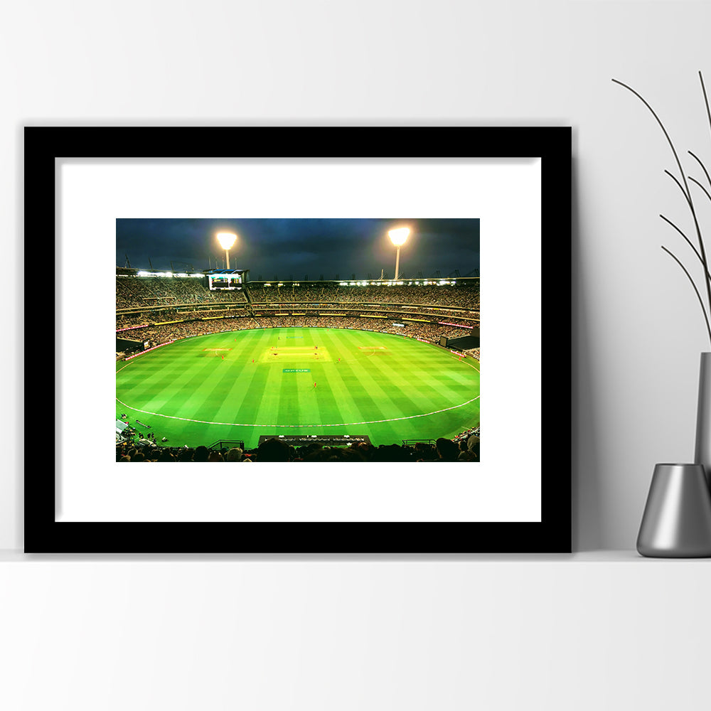 Melbourne Cricket Ground, Stadium Canvas, Sport Art, Gift for him, White Border Framed Art Print Wall Decor