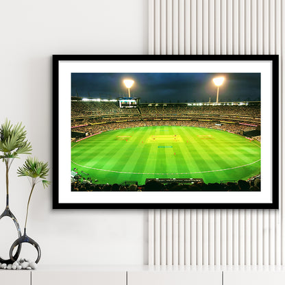 Melbourne Cricket Ground, Stadium Canvas, Sport Art, Gift for him, White Border Framed Art Print Wall Decor
