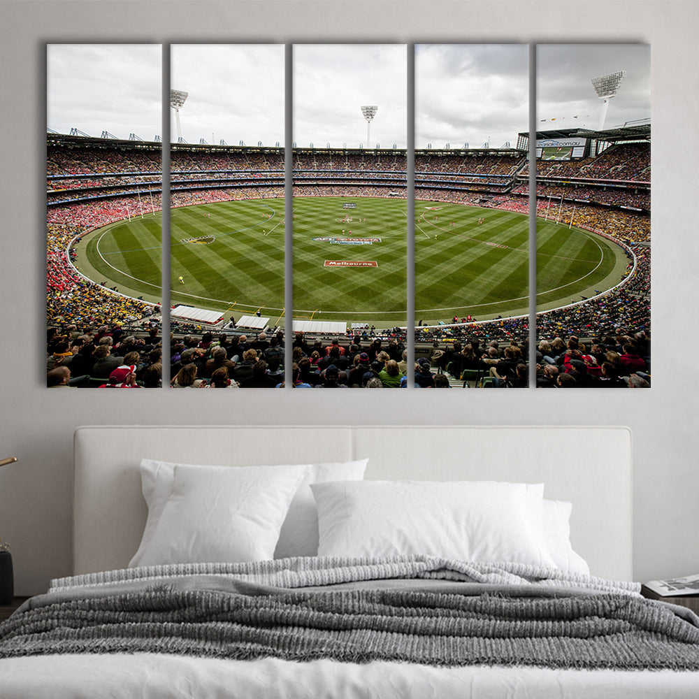 Melbourne Cricket Ground Stadium, Stadium Canvas, Sport Art, 5 Panel B, Extra Large Canvas, Canvas Print Wall Art