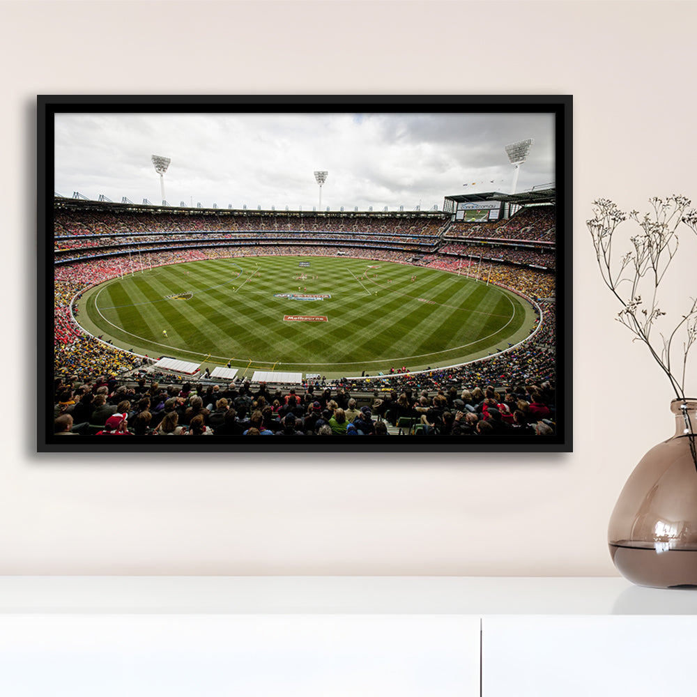 Melbourne Cricket Ground Stadium, Stadium Canvas, Sport Art, Framed Canvas Print Wall Art, Floating Frame