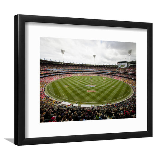 Melbourne Cricket Ground Stadium, Stadium Canvas, Sport Art, Gift for him, White Border Framed Art Print Wall Decor