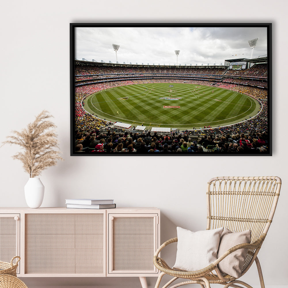 Melbourne Cricket Ground Stadium, Stadium Canvas, Sport Art, Framed Canvas Print Wall Art, Floating Frame