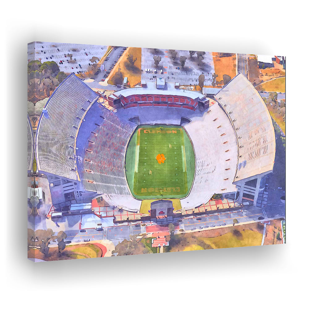 Memorial Stadium Clemson WaterColor, Pickens County South Carolina, Sport Art, Gifts for him, Canvas Print Wall Art
