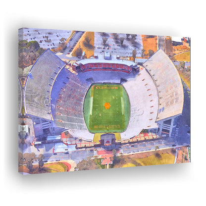 Memorial Stadium Clemson WaterColor, Pickens County South Carolina, Sport Art, Gifts for him, Canvas Print Wall Art
