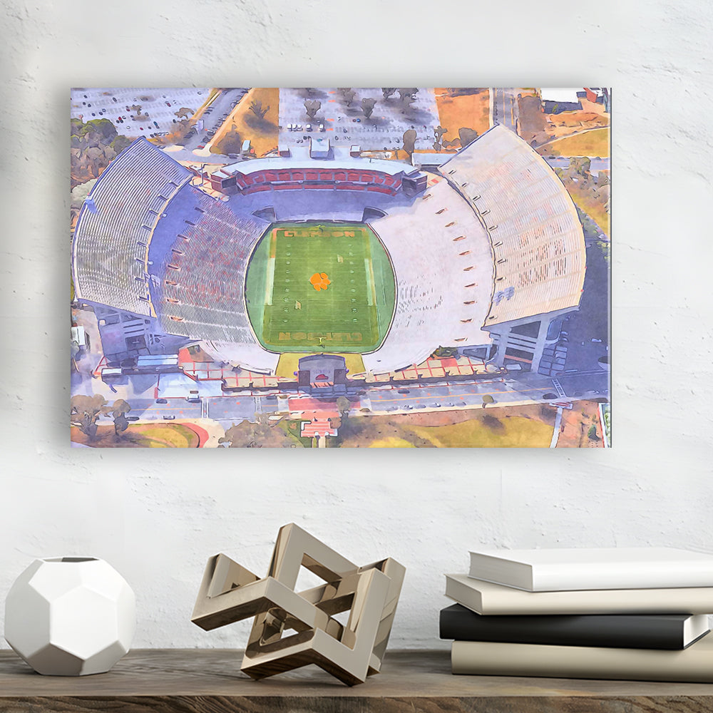 Memorial Stadium Clemson WaterColor, Pickens County South Carolina, Sport Art, Gifts for him, Canvas Print Wall Art