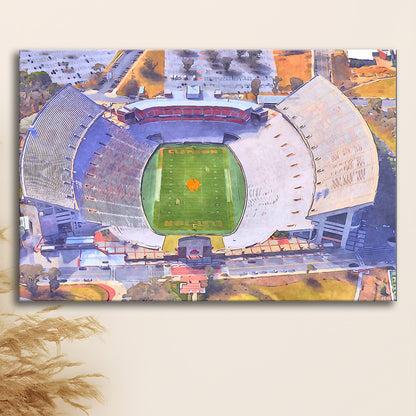 Memorial Stadium Clemson WaterColor, Pickens County South Carolina, Sport Art, Gifts for him, Canvas Print Wall Art