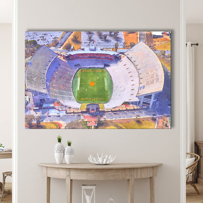 Memorial Stadium Clemson WaterColor, Pickens County South Carolina, Sport Art, Gifts for him, Canvas Print Wall Art