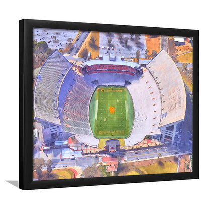 Memorial Stadium Clemson WaterColor, Pickens County South Carolina, Sport Gift Art, Framed Art Print Wall Decor