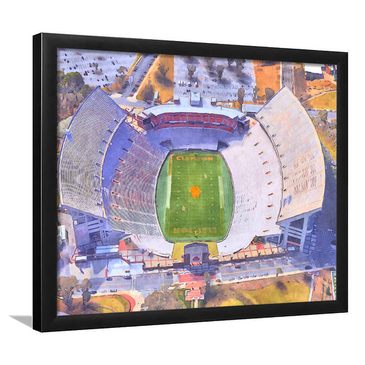 Memorial Stadium Clemson WaterColor, Pickens County South Carolina, Sport Gift Art, Framed Art Print Wall Decor