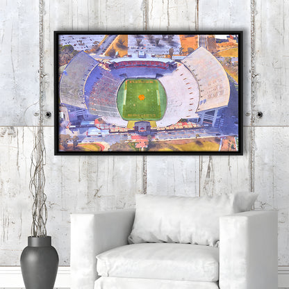 Memorial Stadium Clemson WaterColor, Pickens County South Carolina, Sport Gift Art, Framed Canvas Print Wall Art
