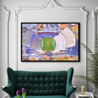 Memorial Stadium Clemson WaterColor, Pickens County South Carolina, Sport Gift Art, Framed Art Print Wall Decor