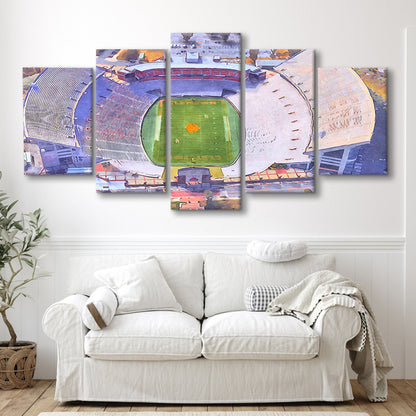 Memorial Stadium Clemson WaterColor, Pickens County South Carolina, Sport Art, Mixed 5 Panel, Canvas Print Wall Art