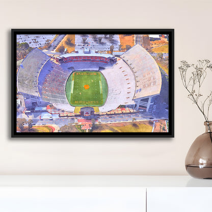 Memorial Stadium Clemson WaterColor, Pickens County South Carolina, Sport Gift Art, Framed Canvas Print Wall Art