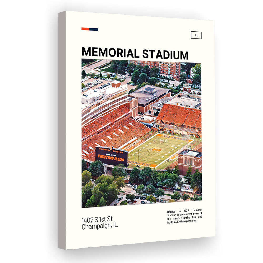 Memorial Stadium Print, Illinois Fighting Illini Stadium Canvas Art, Fan Gifts, Sport Art, Canvas Print Wall Art