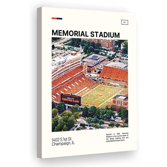 Memorial Stadium Print, Illinois Fighting Illini Stadium Canvas Art, Fan Gifts, Sport Art, Canvas Print Wall Art