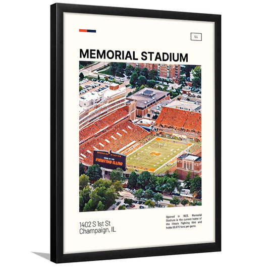 Memorial Stadium Print, Illinois Fighting Illini Stadium Art, Gifts for him, Sport Art, Framed Art Print Wall Decor