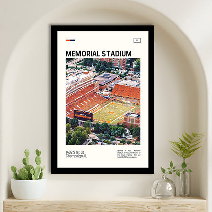 Memorial Stadium Print, Illinois Fighting Illini Stadium Art, Gifts for him, Sport Art, Framed Art Print Wall Decor