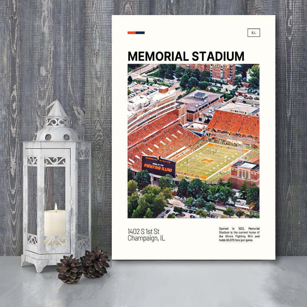 Memorial Stadium Print, Illinois Fighting Illini Stadium Canvas Art, Fan Gifts, Sport Art, Canvas Print Wall Art
