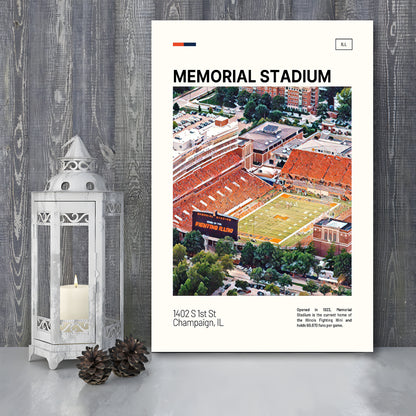 Memorial Stadium Print, Illinois Fighting Illini Stadium Canvas Art, Fan Gifts, Sport Art, Canvas Print Wall Art