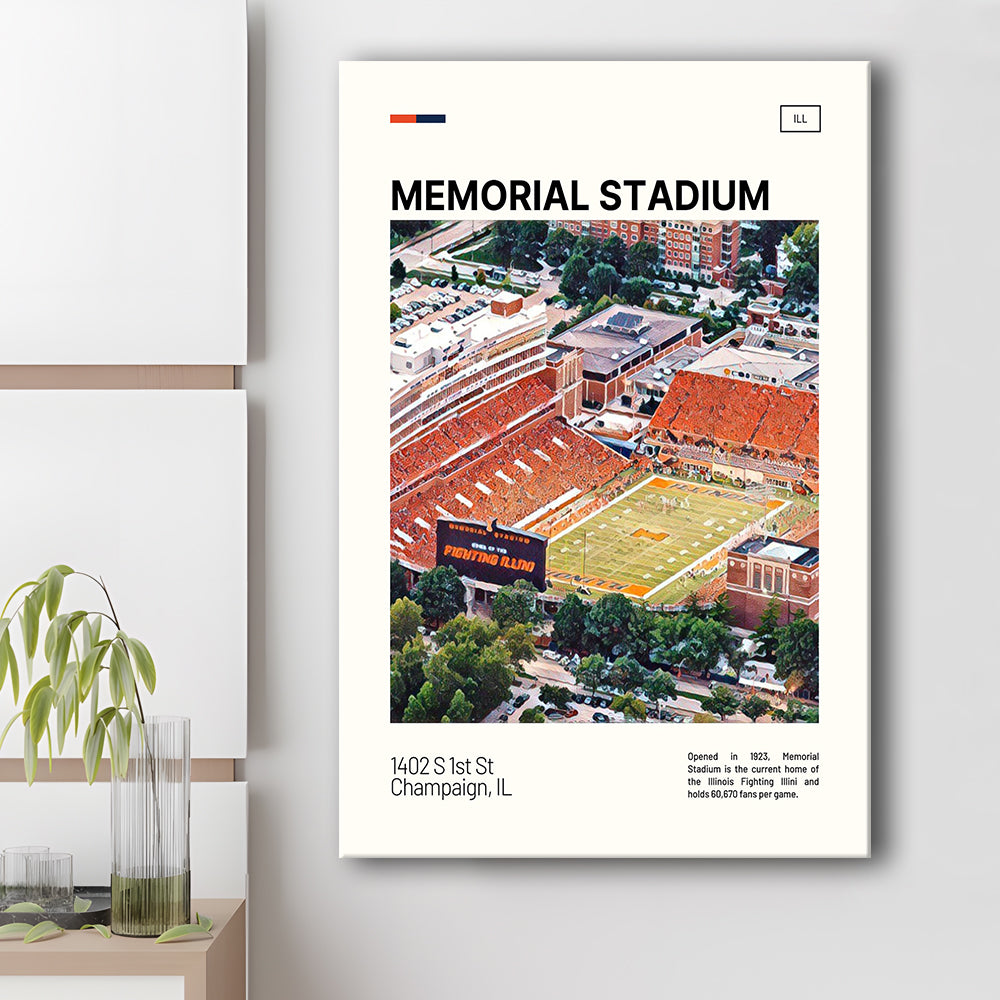 Memorial Stadium Print, Illinois Fighting Illini Stadium Canvas Art, Fan Gifts, Sport Art, Canvas Print Wall Art