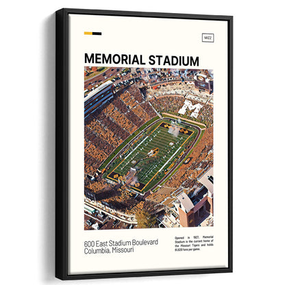 Memorial Stadium Print, Missouri Tigers Stadium Canvas Art, Man Cave Gift, Floating Framed Canvas Print Wall Art