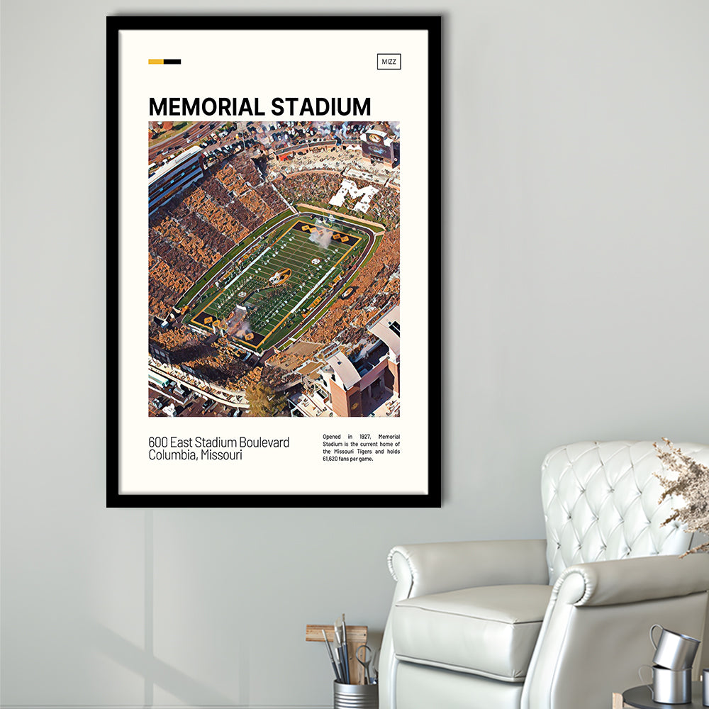 Memorial Stadium Print, Missouri Tigers Stadium Art, Gifts for him, Sport Art, Framed Art Print Wall Decor